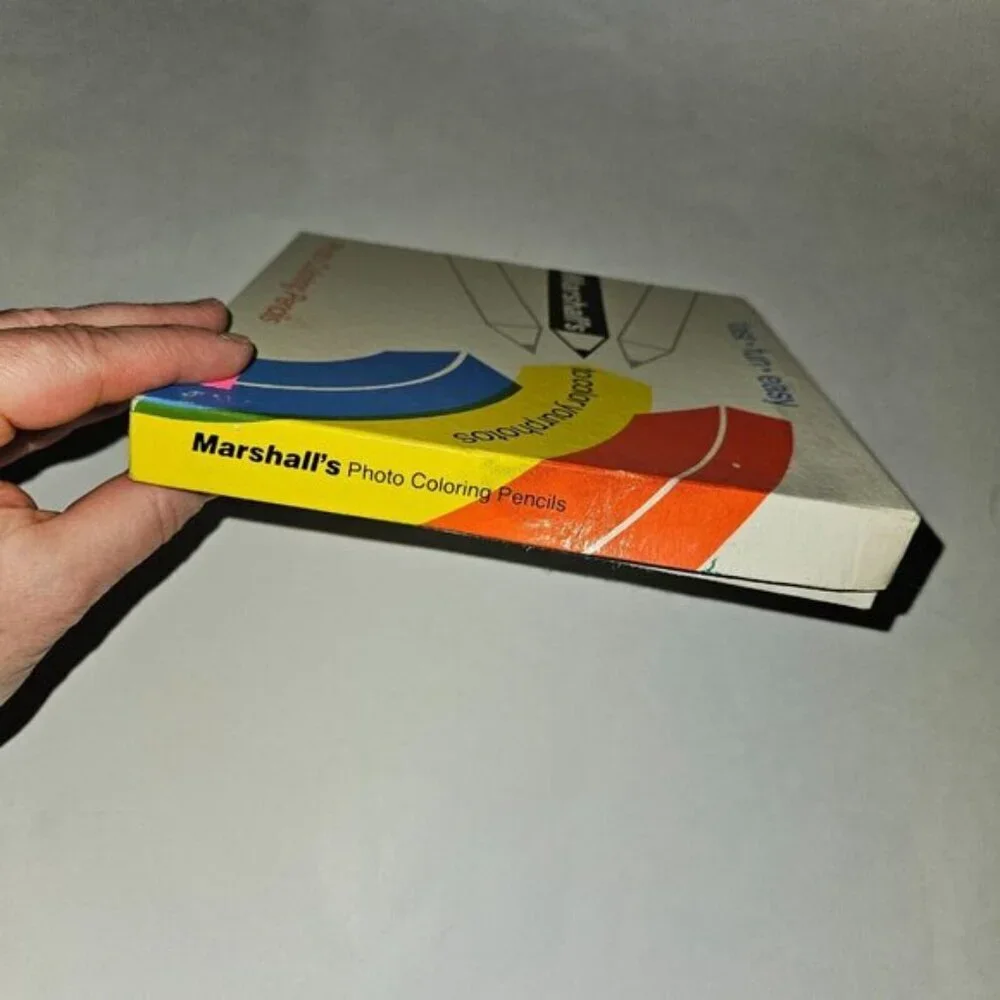 9 VTG Marshall's Photo Coloring Pencils Red Yellow Green Purple Brown (BOX WEAR)